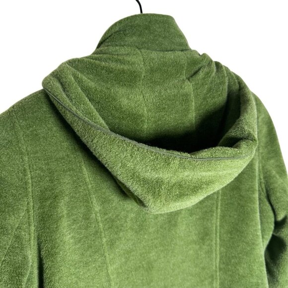LL Bean Women’s Small Wool Blend Sage Green Hooded Zip Coat Jacket Lined Retro - Picture 3 of 11